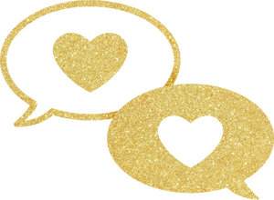 Static Gold Hearts in Speech Bubbles 